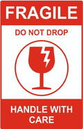 True-Ally Large Fragile Stickers - 100 X 150Mm (4X6 Inch) Strong Adhesive Red Labels Handle With Care Sticker Warning For Shippi