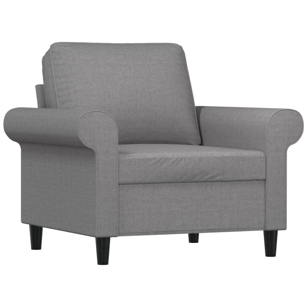vidaXL Light Gray Fabric Single Sofa Chair with Footstool - Durable 100% Polyester Seating for Living Room, Bedroom, Lounge - 36.2&quot; x 30.3&quot; x 31.5&quot;