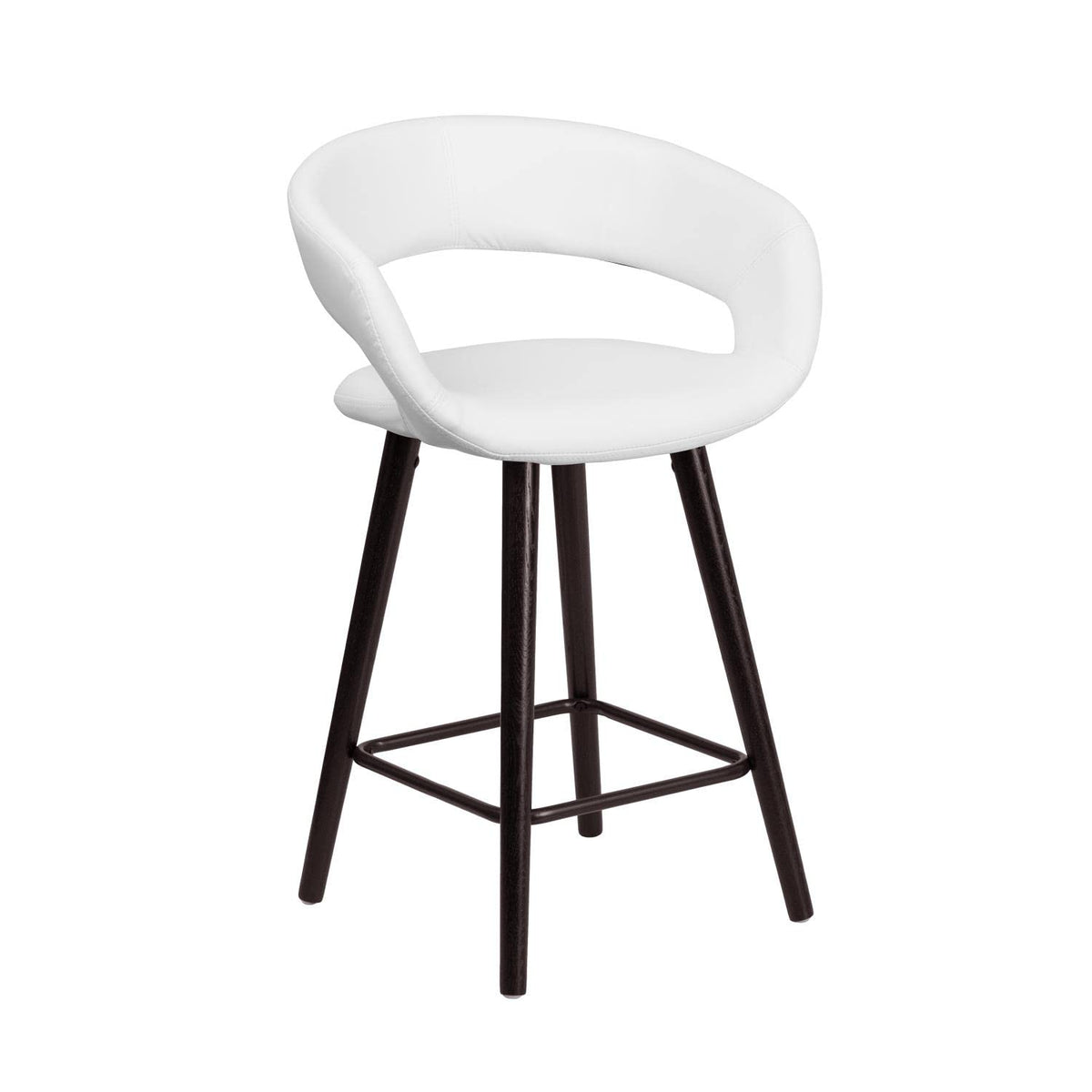 Flash Furniture Brynn Series 24'' High Contemporary Cappuccino Wood Counter Height Stool In White Vinyl