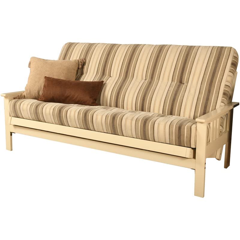 Kodiak Furniture Monterey Antique White Wood Futon with Parma Gray Mattress
