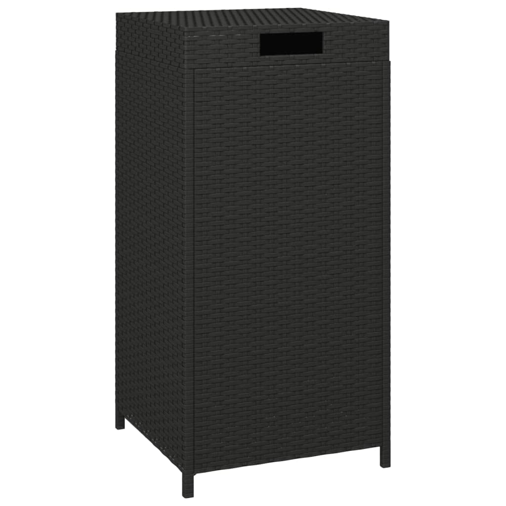 vidaXL Indoor and Outdoor Use Trash Bin - Large Capacity, Stable Powder-Coated Steel Frame and Durable UV-Resistant Poly Rattan Material in Black, 15.7" x 15.7" x 31.5"