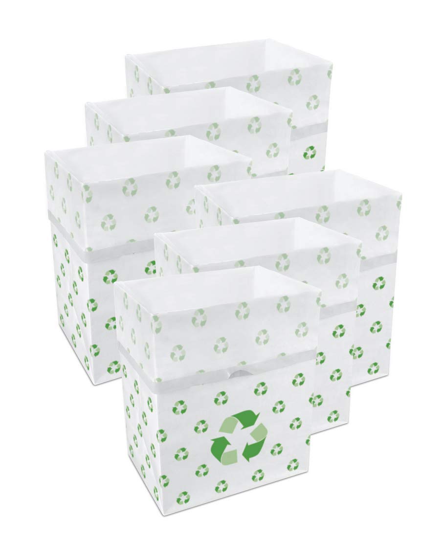 Clean Cubes 13 Gallon Disposable Trash Cans (6-Pack). Reusable Garbage and Recycling Bins for Parties, Events, and More (Recycle