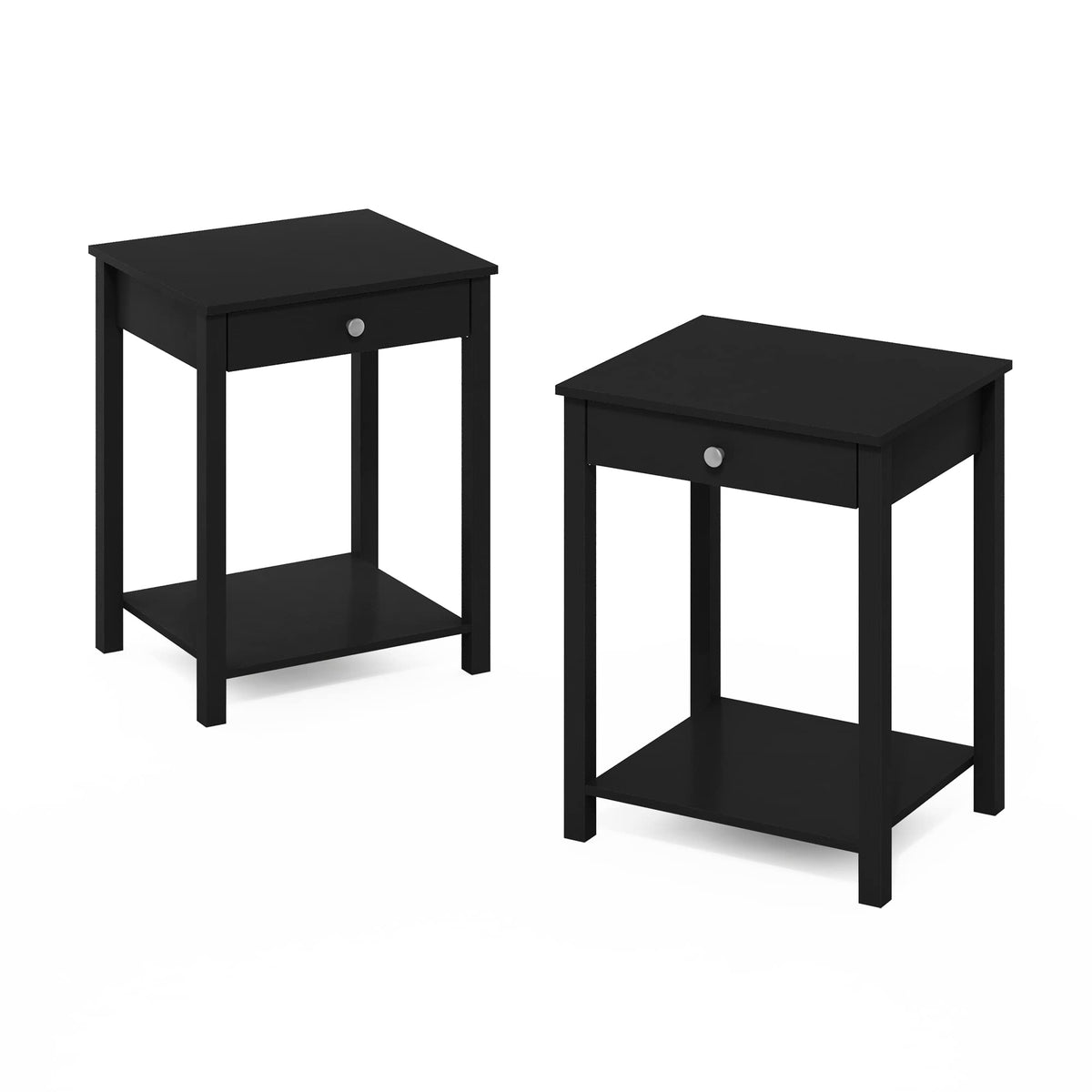 Furinno Classic Side Table With Drawer, 2 Pack, Americano