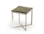 HomeRoots 22' Wood and Glass Mosaic Top End Table with Steel Legs