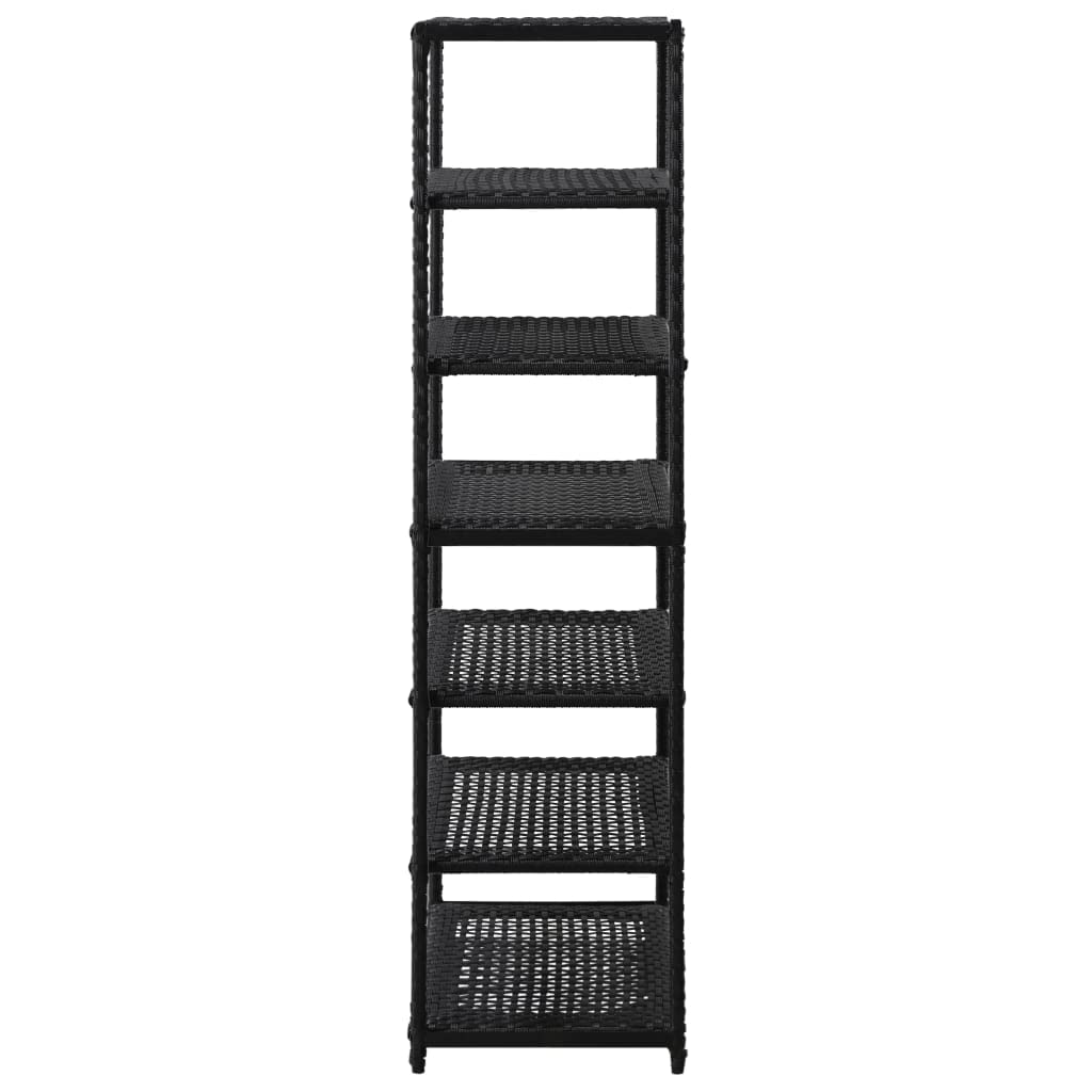 vidaXL Shoe Rack, 7-Tier Shoe Storage Organizer, Shoe Shelf, Shoe Holder for Entryway Hallway Doorway Closet Bedroom Dorm Room, Black Poly Rattan