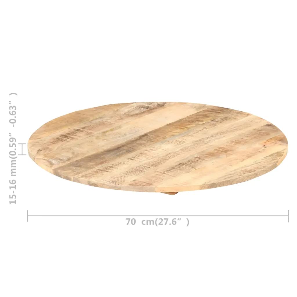 vidaXL Solid Mango Wood Table Top Home Indoor Dining Room Kitchen Wooden Replacement Accessory Round Dining Table Top Furniture Ø27.6