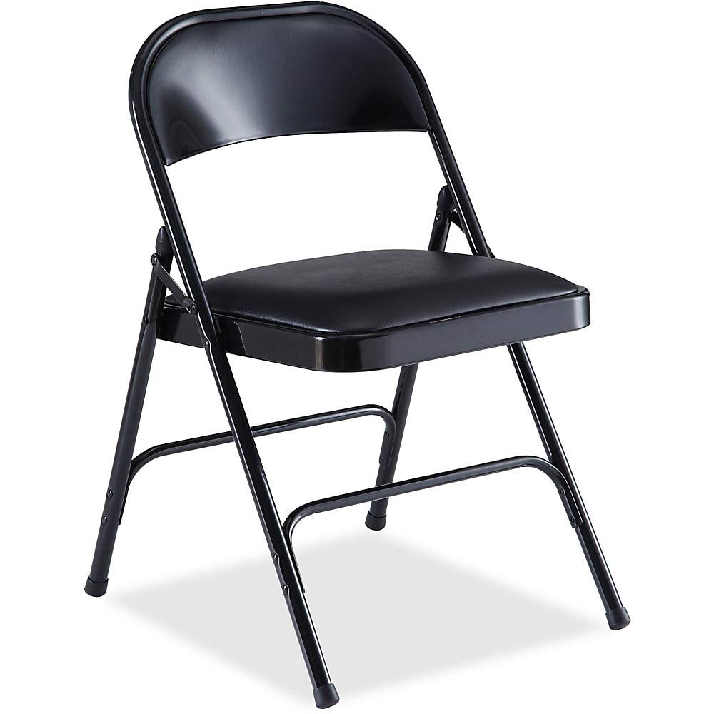 Lorell Black Padded Seat Folding Chairs (Pack Of 4)