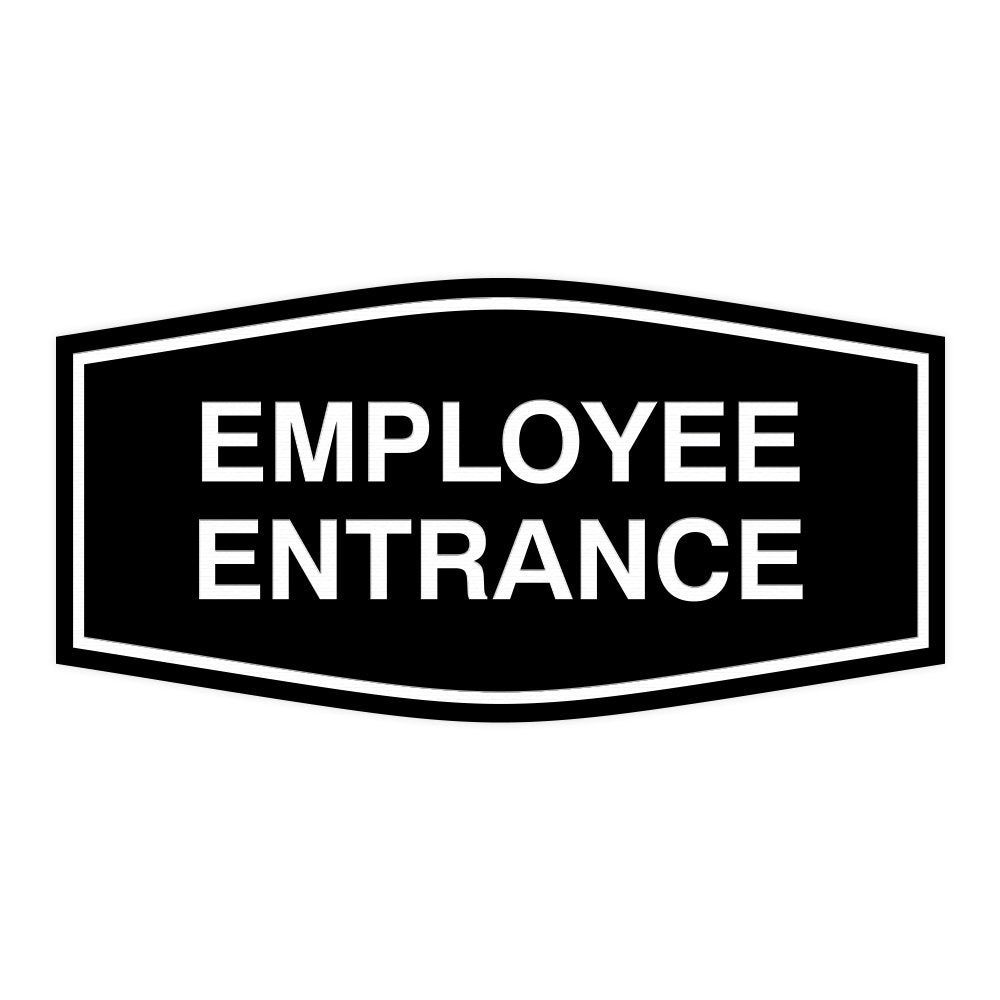 Fancy Employee Entrance Sign (Black) - Medium