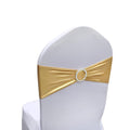 Sinssowl 100Pcs Stretch Wedding Gold Chair Sashes Bands With Buckle Slider Sashes Bow Decorations 25 Colors (Bronzing Gold)