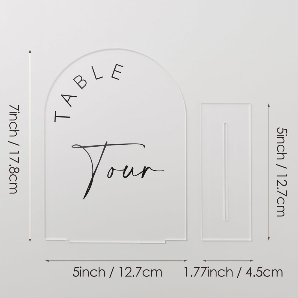 Jinmury Frosted Arch Wedding Table Numbers 1-15 With Stands, 5X7 Inch Frosted Arch Acrylic Sign With Black Letters, Frosted Arch