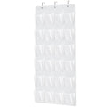 Bofoho Over The Door Shoe Organizer With 24 Crystal Clear Pockets And Hook - Heavy Duty Storage Holder For Shoes, Accessories, Cleaning Supplies - Space Saving Hanging Shoe Organizer (White)