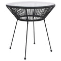 vidaXL Outdoor Dining Table | 27.6    | Black Rattan & Glass Top | Powder-Coated Steel Frame | Water- | Easy Assembly | Ideal fo