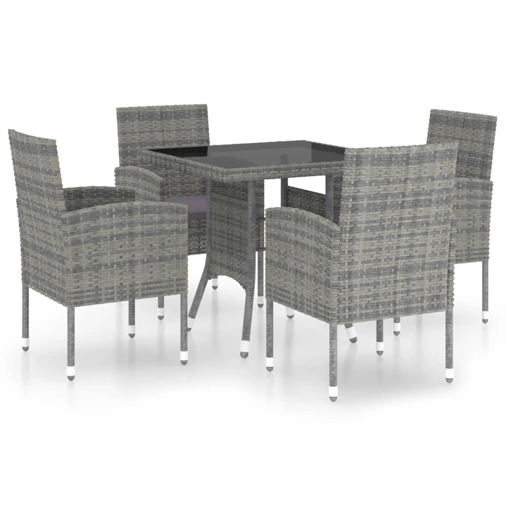 vidaXL Patio Dining Set 5 Piece Outdoor Garden Terrace Yard Patio Table and Chair Seating Seat Dining Set Furniture Poly Rattan Anthracite