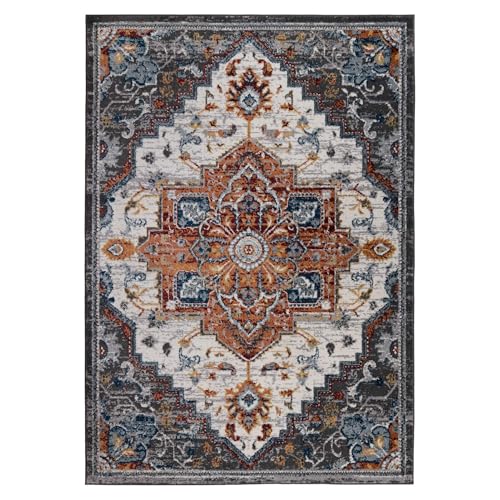 HomeRoots 531953 9 x 12 ft. Brown Medallion Power Loom Rectangle Area Rug