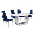Best Quality Furniture D310-4Sc310-3 Dining Set, 1 Table+4 Chairs, Navy Blue