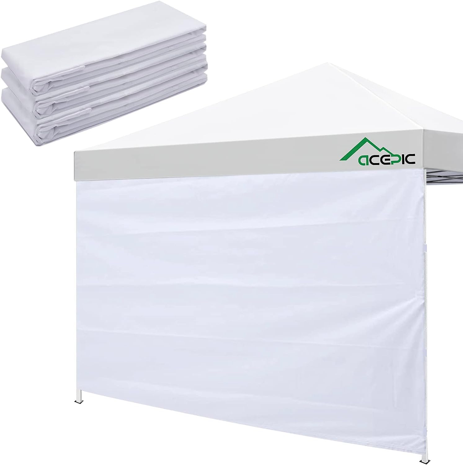 Acepic Instant Canopy Tent Sidewalls For 10X10 Pop Up Canopy 210D Waterproof, 3 Piece Sidewalls, White(3Pcs Sidewall Only, Canop
