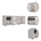 Oceana 150 Wall Double Door Cabinet with Glass, Four Interior Shelves, White