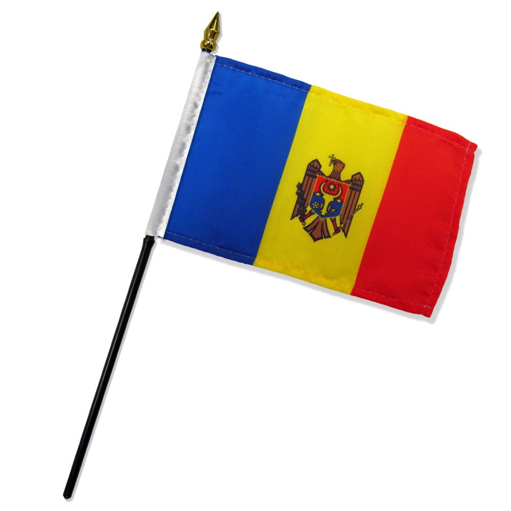 Quality Standard Flags One Dozen Moldova Stick Flag, 4 By 6'