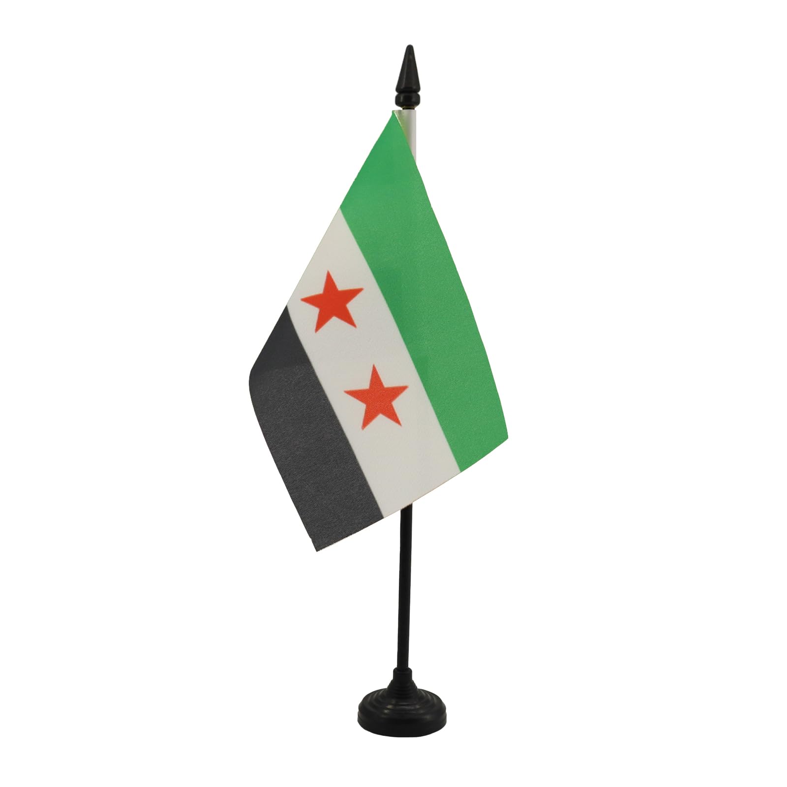 Free Syrian Army Table Flag 4' X 6' - Army Of Syria Desk Flag 15 X 10 Cm - Black Plastic Stick And Base - Az Flag
