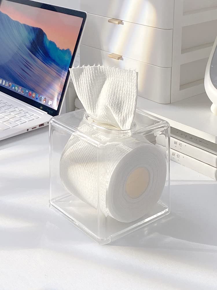 Cq Acrylic Roll Tissue Box Holder With Cover Square Facial Tissue Dispenser Box Case For Countertop,Clear Plastic Dryer Sheet Co