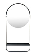 Bloomingville 23 H Metal Wall, Shelf & Hanging Rod D  cor Mirror, Black