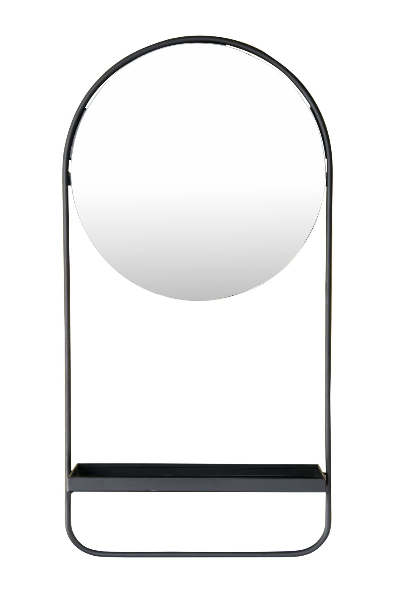 Bloomingville 23 H Metal Wall, Shelf & Hanging Rod D  cor Mirror, Black
