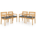 vidaXL 4X Solid Teak Wood Batavia Chairs with Cushions Outdoor Patio Garden Terrace Kitchen Wooden Seat Seating Sitting Dinner Chair Furniture