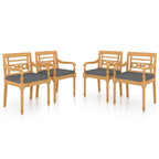 vidaXL 4X Solid Teak Wood Batavia Chairs with Cushions Outdoor Patio Garden Terrace Kitchen Wooden Seat Seating Sitting Dinner Chair Furniture