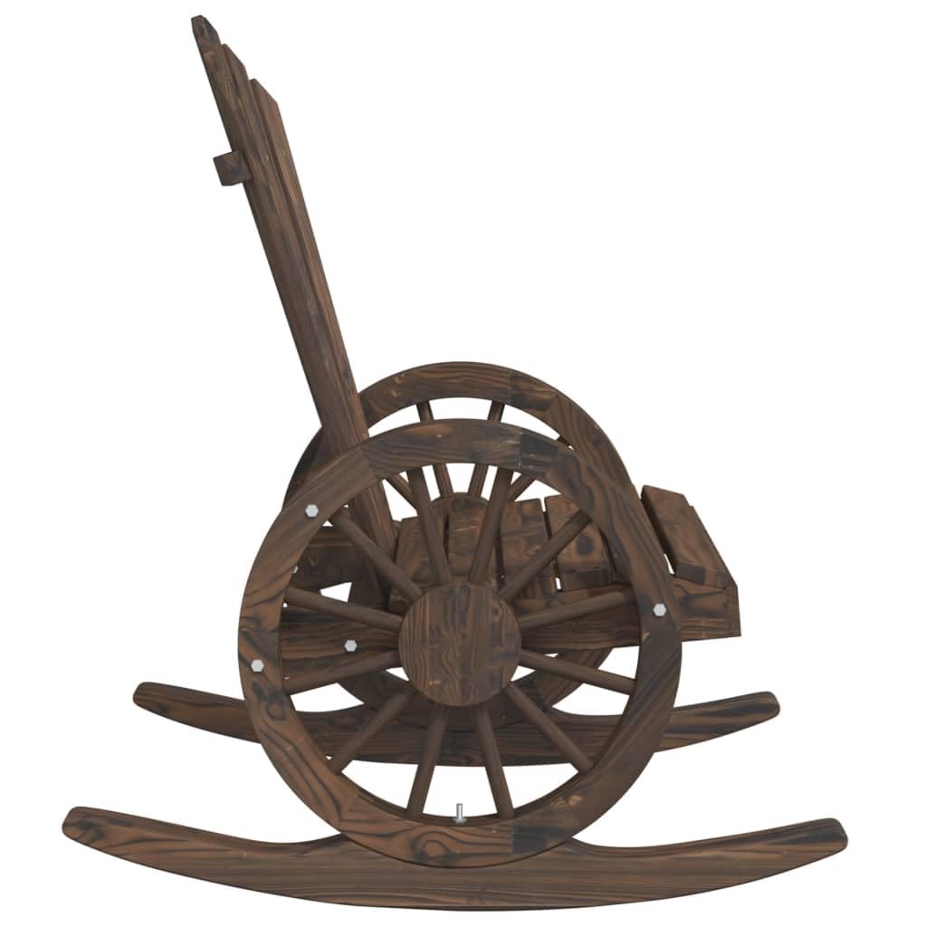 vidaXL Rocking Adirondack Chair - Solid Wood Fir, Burnt Finish, Ergonomic Design with Wagon-Wheel Armrests for Garden, Patio, Deck