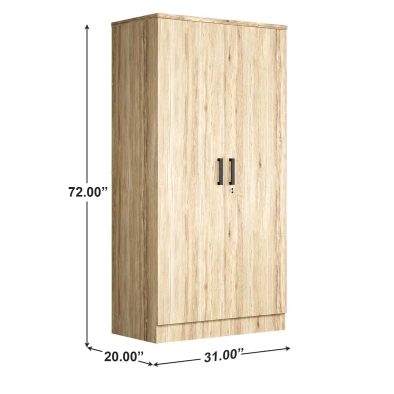 Woodpeckers Furniture And Mattress 2 Doors Wardrobe with Shelves (Natural Oak)