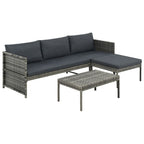 vidaXL 3-Piece Poly Rattan Patio Lounge Set with Cushions - Gray - Weather-Resistant Outdoor Furniture Set for Gardens, Patios, and Terraces - Comfortable Seating and Durable Construction