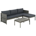 vidaXL Patio Sofa 3 Piece, Garden Sofa Set with Cushions, Patio Lounge Set Outdoor Sectional Sofa Couch for Balcony Garden, Poly Rattan Gray