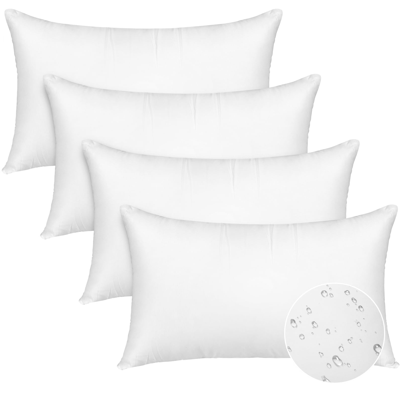 Casajoy Pack Of 4 12X20 Outdoor Pillow Inserts, Water Resistant Throw Pillow Inserts, Outdoor Lumbar Pillow For Patio, Furniture