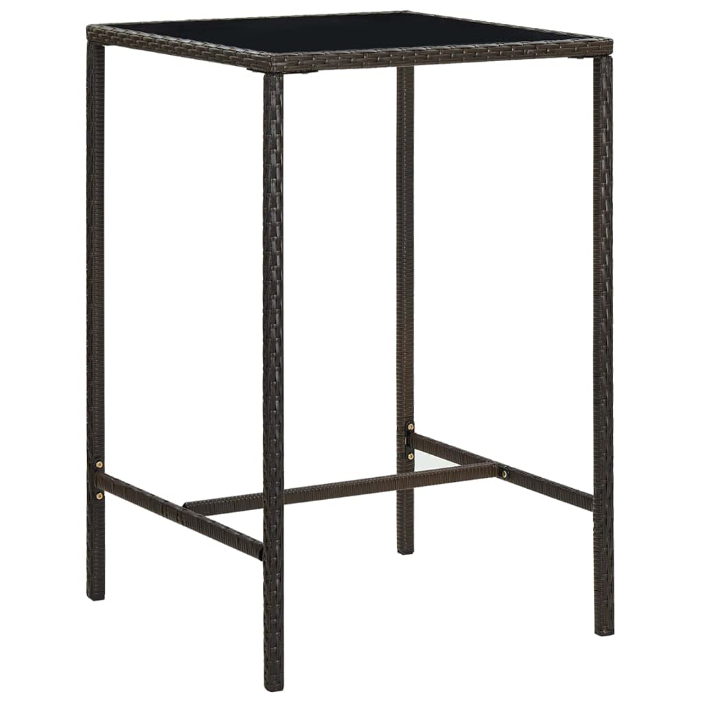 vidaXL Patio Bar Set 5 Piece, Bar Stool for Outdoor Garden Backyard, Bistro Set with Cushions, Bar Table, Farmhouse Modern Style, Poly Rattan Brown
