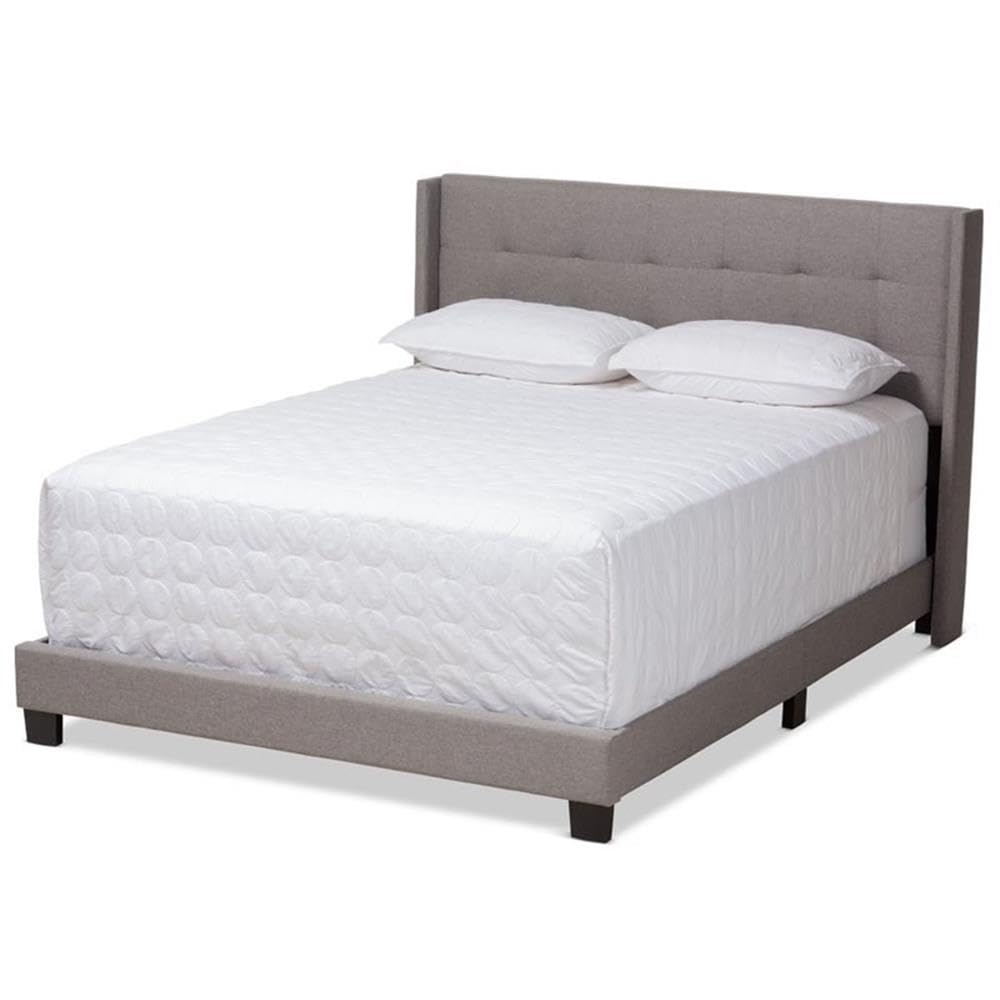 Baxton Studio Lisette Modern and Contemporary Grey Fabric Upholstered Queen Size Bed