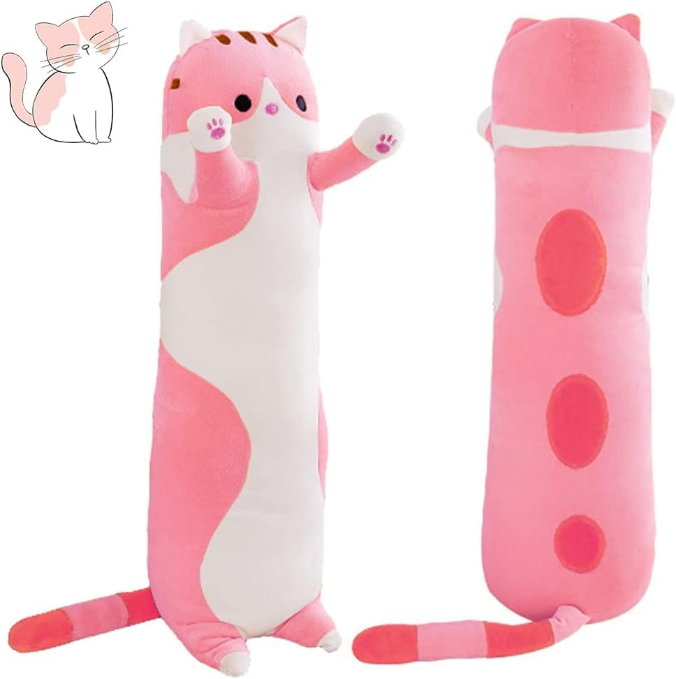 Yeqivo Long Cat Plush Soft Long Cat Stuffed Animals, Long Cat Pillow Kitten Stuffed Animal Cotton Gift for Kids Girlfriend(130CM