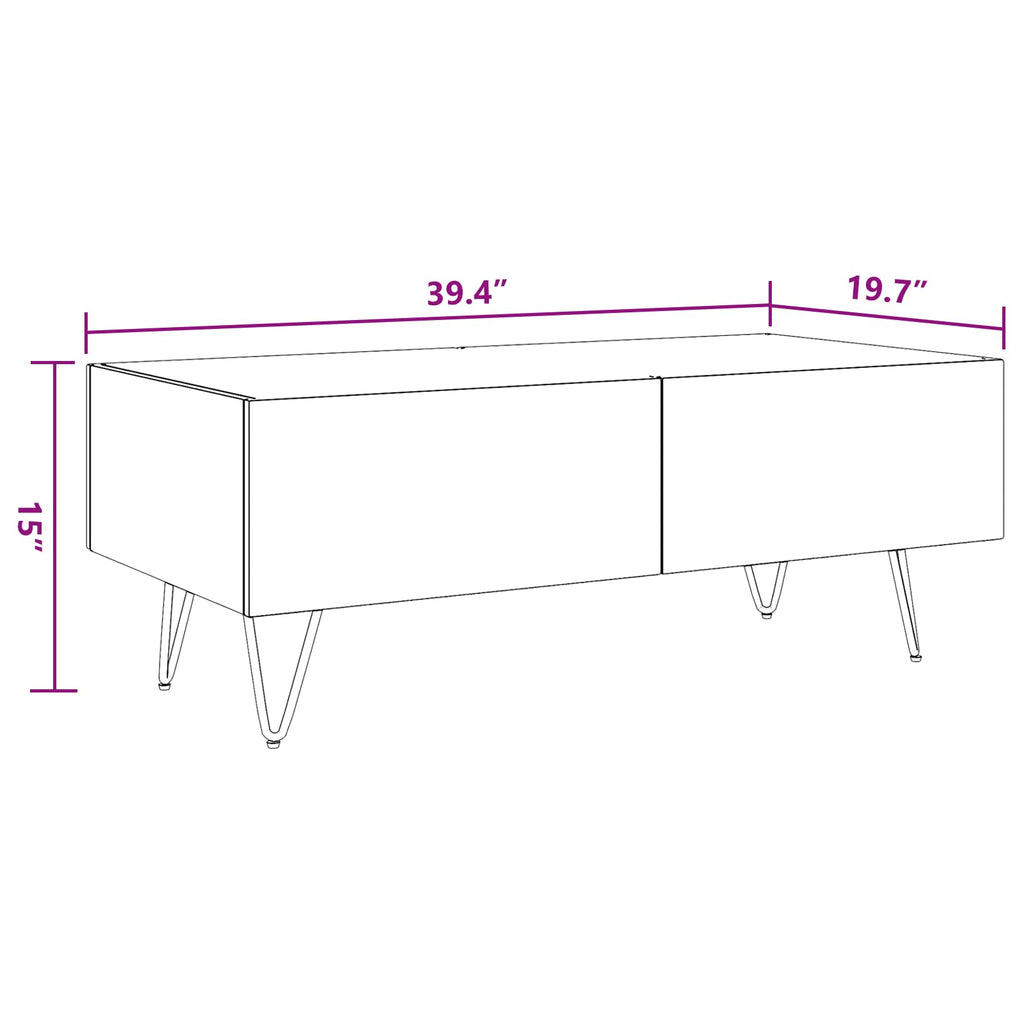 vidaXL Coffee Table with Iron Legs, Rectangular Center Table for Living Room, Fully Handmade, 39.37''x19.69''x14.96'', Solid Reclaimed Wood, Multicolor