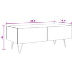 vidaXL Coffee Table with Iron Legs, Rectangular Center Table for Living Room, Fully Handmade, 39.37''x19.69''x14.96'', Solid Reclaimed Wood, Multicolor