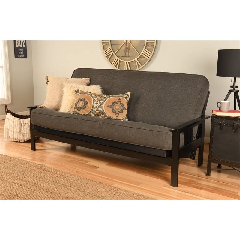 Kodiak Furniture Monterey Black Sofa with Linen Charcoal Fabric Mattress