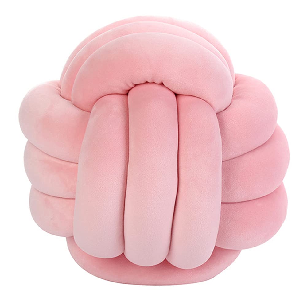 Knot Pillow Ball Round Cushion Pillows, Children Room Decoration Plush Toys Calming Stress Relief Toy (Pink,11in/28cm)