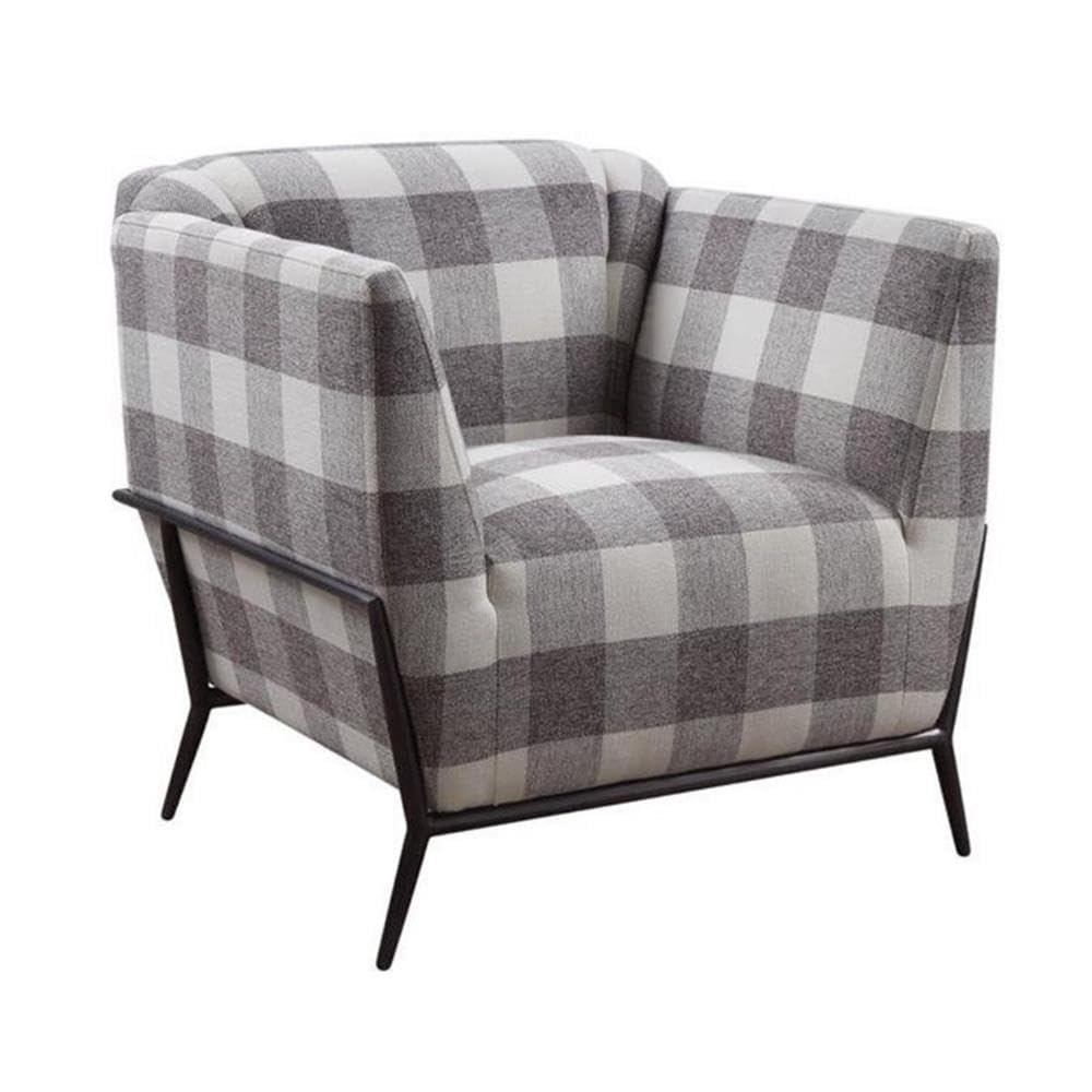 Acme Eben Accent Chair in Pattern Fabric & Cherry