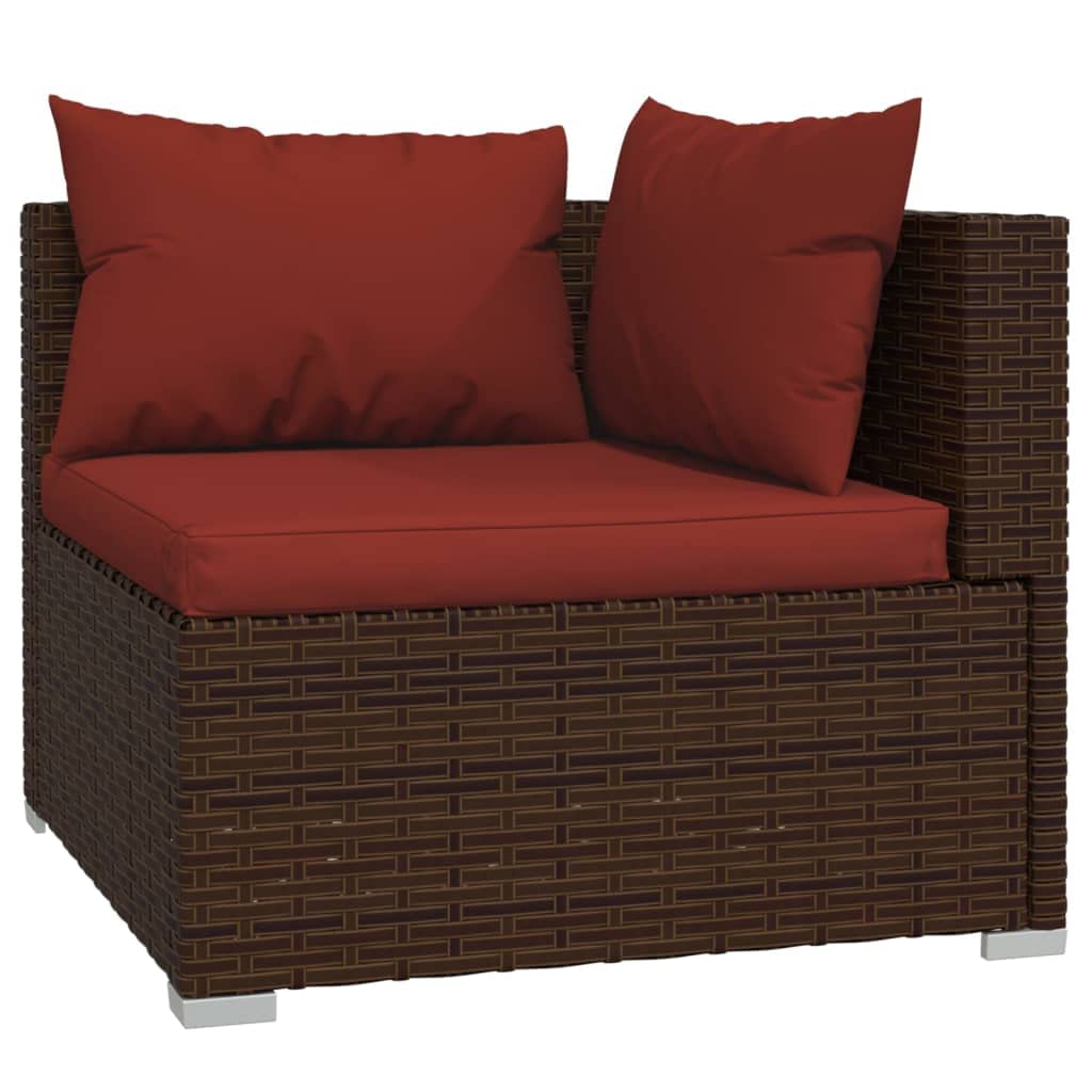 vidaXL Patio Lounge Set 14 Piece, Patio Furniture Set for Outside Garden, Sectional Sofa with Cushions, Corner Sofa, Brown Poly Rattan