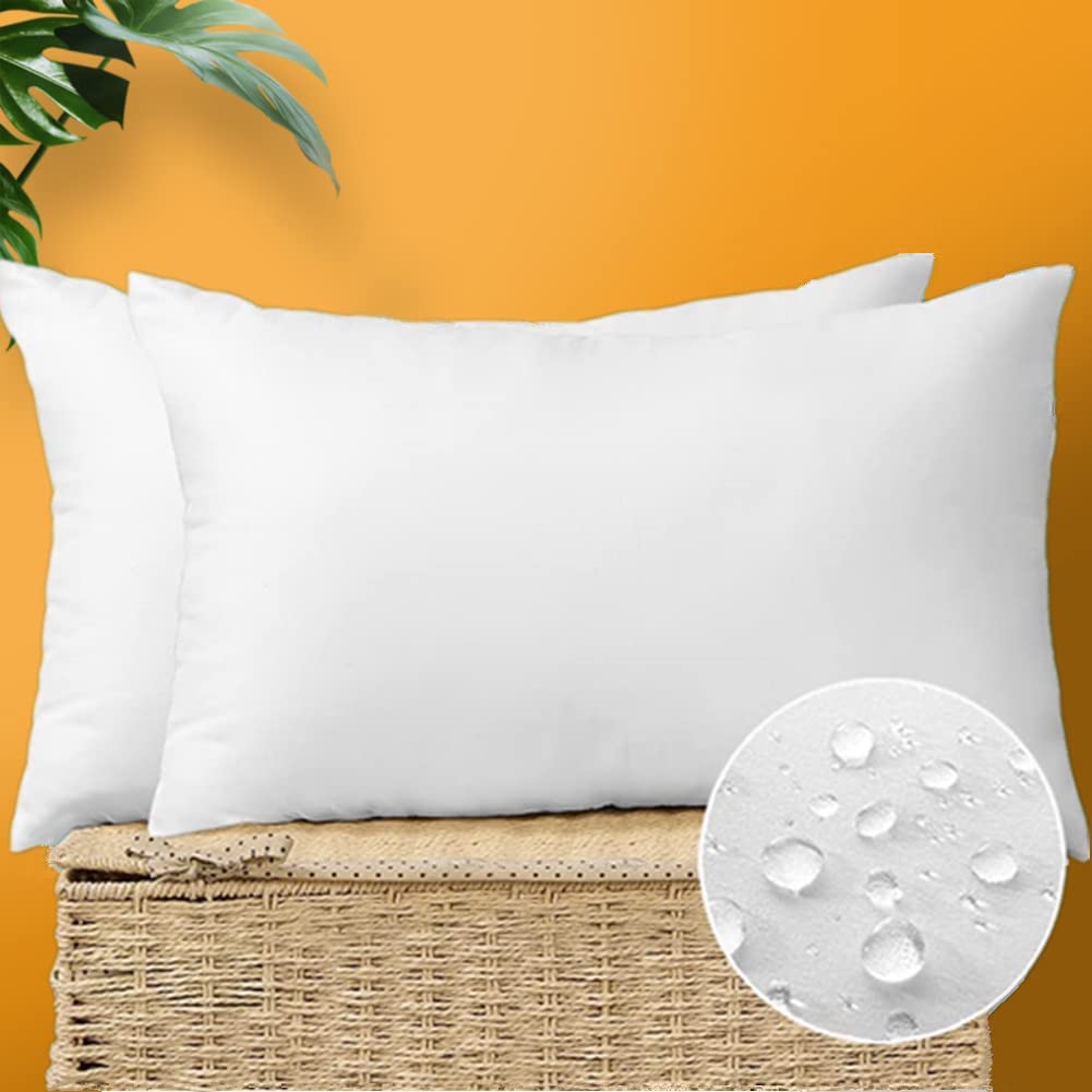 Otostar Premium Outdoor Waterproof Pillow Inserts Pack Of 2 Water Resistant 12 X 20 Inches Decorative Throw Pillow Inserts Recta