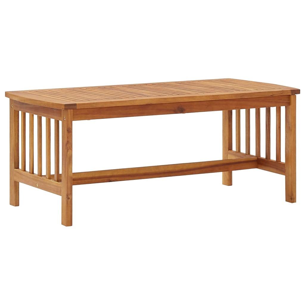 vidaXL Patio Furniture Set 3 Piece, Patio Bench Seat with Coffee Table, Wooden Dining Set for Garden Balcony Porch, Modern, Solid Wood Acacia