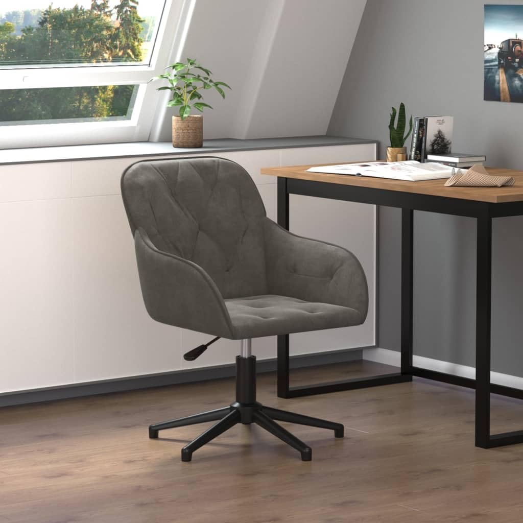 Revera Swivel Office Chair in Dark Grey Velvet