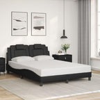 vidaXL Black Faux Leather Bed Frame with LED Lights, Full Size - 53.9x74.8 - Modern Bedroom Furniture