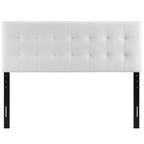Modway Lily Tufted Faux Leather Upholstered King Headboard in White