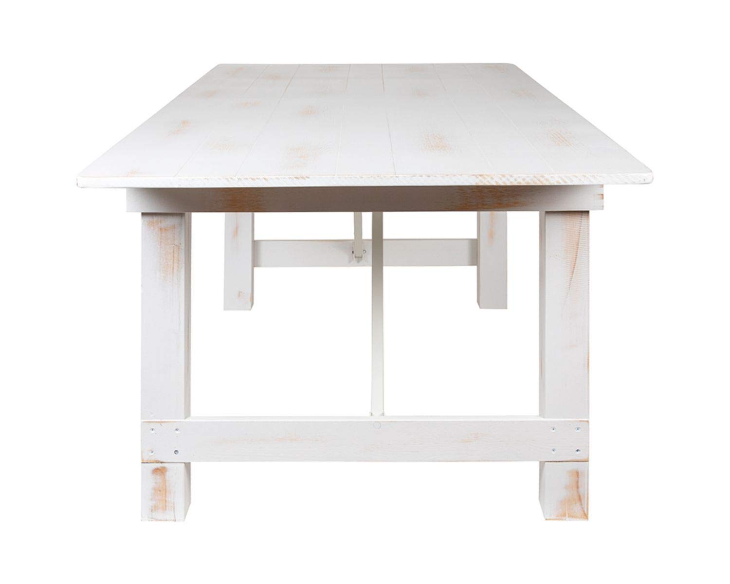 Flash Furniture Hercules Series 7' X 40&quot; Rectangular Antique Rustic White Solid Pine Folding Farm Table