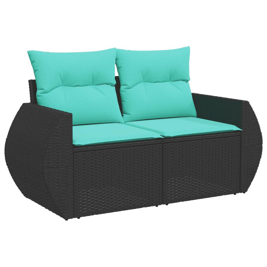 vidaXL Patio Sofa Set with Cushions Outdoor Furniture - Black PE Rattan, Modular 4-Piece Garden Seating with Storage, Weather-Resistant