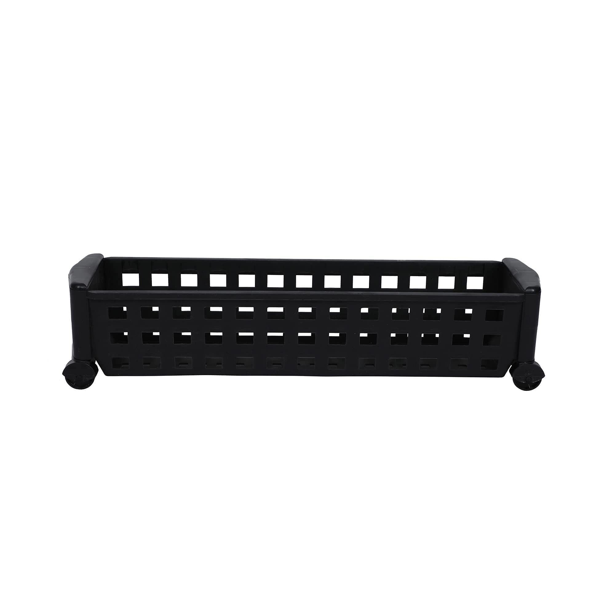 Cutting Edge 1 Layer Slim Storage Rack With Wheels  Classic Black